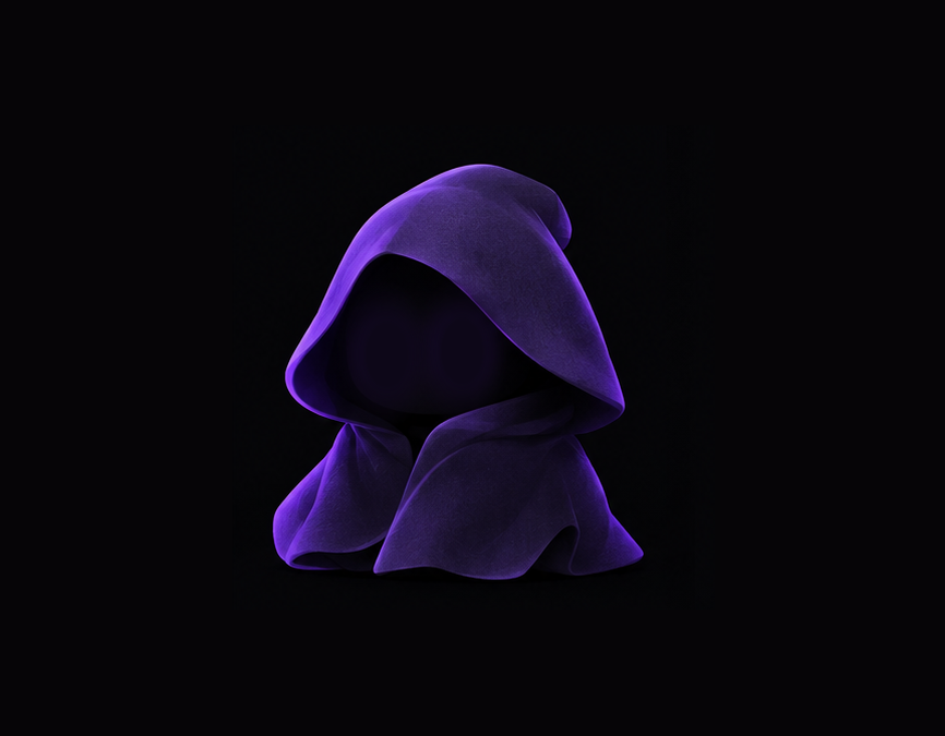 Cloak — a small hooded figure with glowing violet eyes